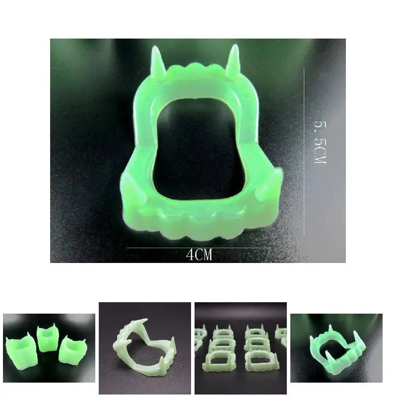 Glow Luminous Fake Vampire Teeth Set for Halloween Party Cosplay - 5 Pieces