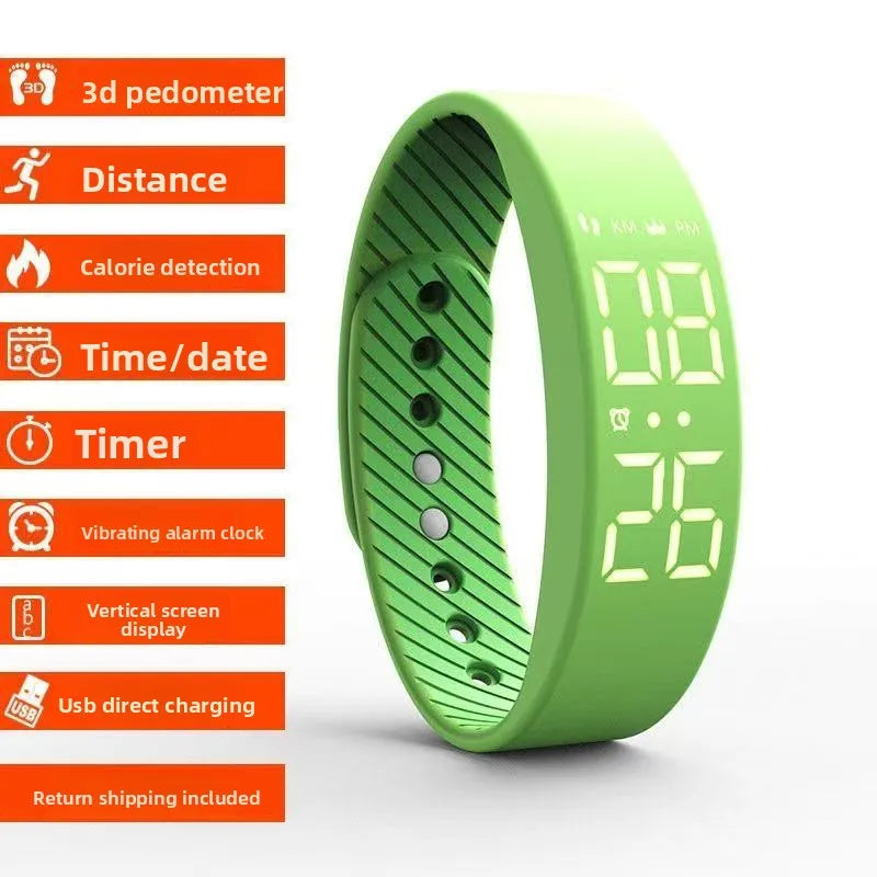 Unisex Digital Sport Watch Waterproof Silent Vibration Alarm Pedometer