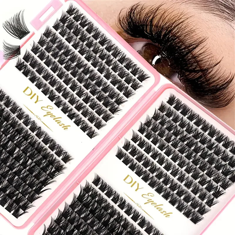 False Eyelash Extension Kit - Individual Eyelash Set with Multiple Lengths, Odorless, Easy to Apply for Home Makeup