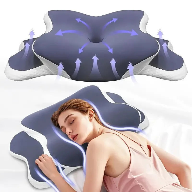 Deep Sleep Pillow with Cervical Support Memory Foam Butterfly Shape for Side and Back Sleepers