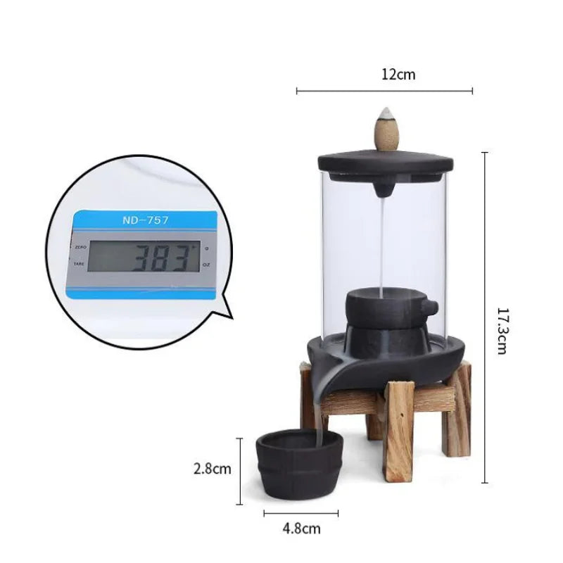 Windproof Backflow Incense Burner Ceramic Fountain & Candlestick Home Decor