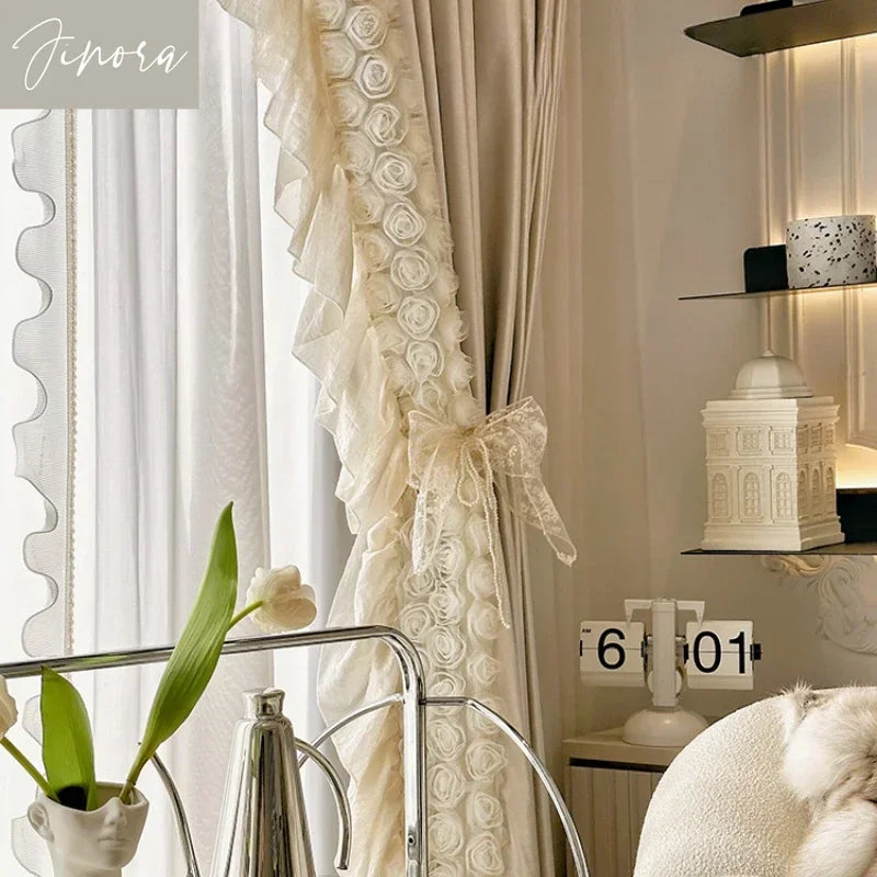 Romantic Rococo Style Curtain for Bedroom & Living Room - Customized Velvet Fabric