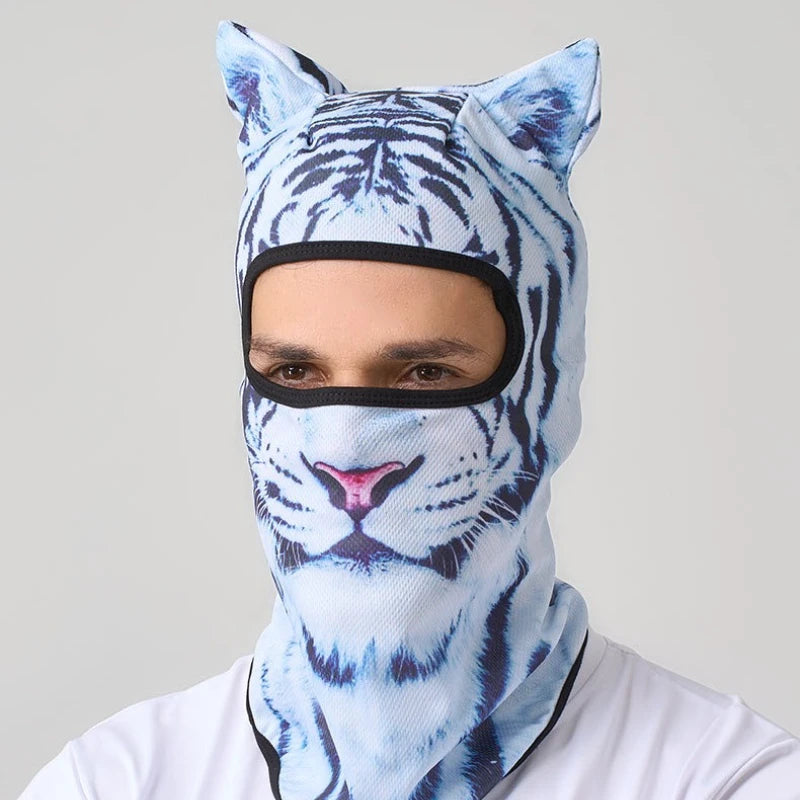 Funny 3D Cat Animal Ski Balaclava with Ears - Unisex Ski Mask Hat for Festivals and Halloween