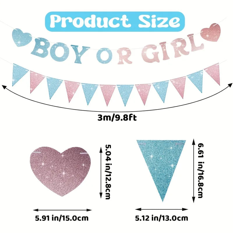 Gender Reveal Banner Decorations for Baby Shower Pink Blue Baby Reveal Supplies