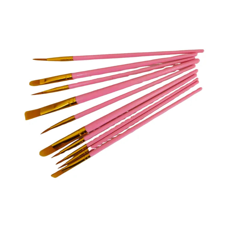 10-Piece Artist Paint Brush Set - Nylon Bristle Watercolor, Acrylic & Oil Brushes