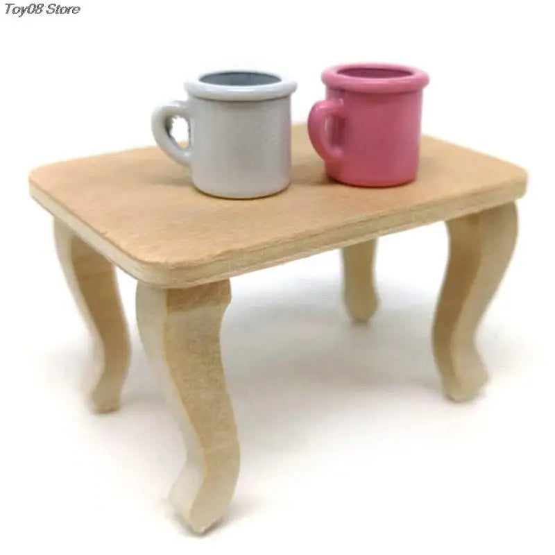 Mini Wooden Dollhouse Table - 1:12 Scale Dollhouse Miniature Furniture