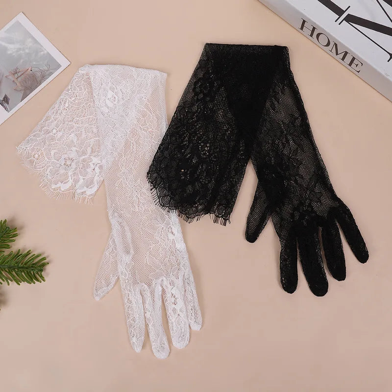 Long Mesh Gloves for Halloween Wedding Party Accessories - Irregular Lace Design