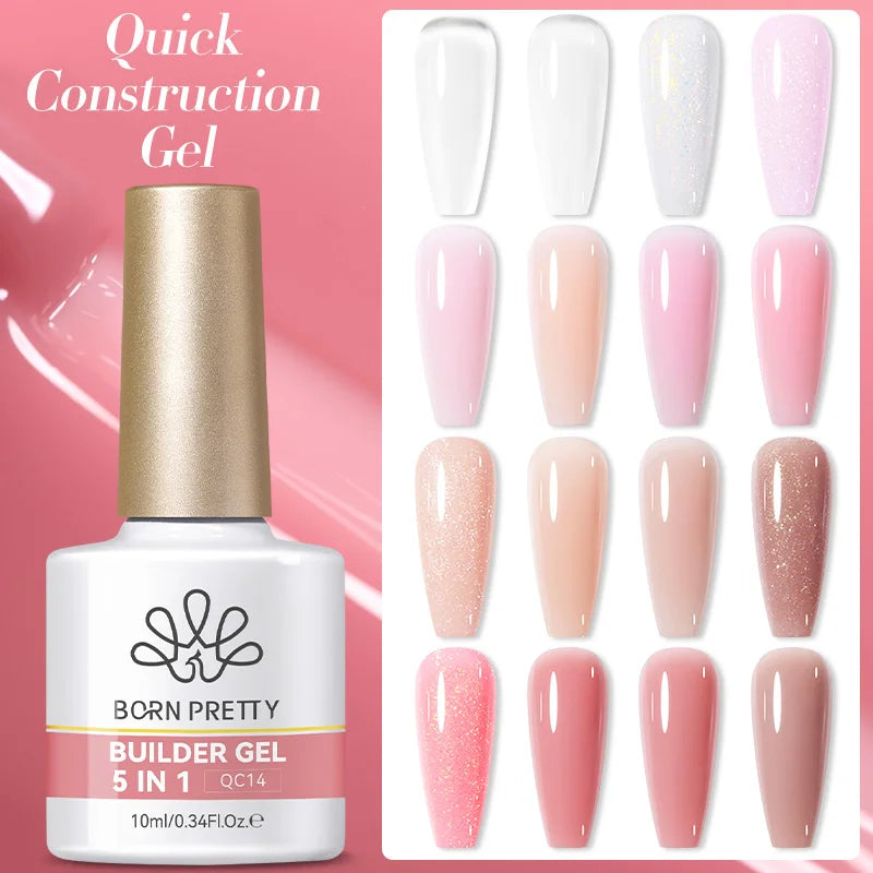 5-in-1 UV Gel Nail Extension Kit - Self-Levelling Soak Off Building Gel