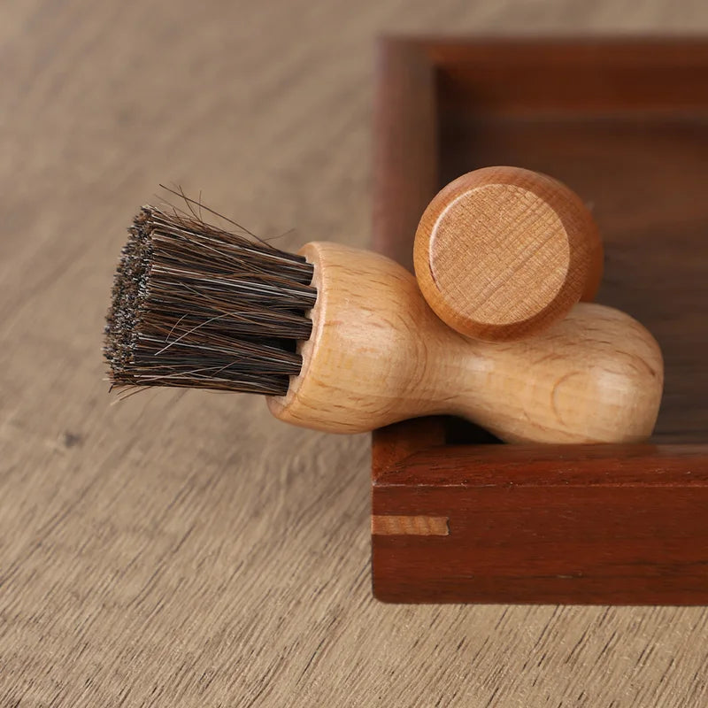 Mini Horse Hair Oiling & Shoe Brush - Beech Small Fur Leather Care Tool