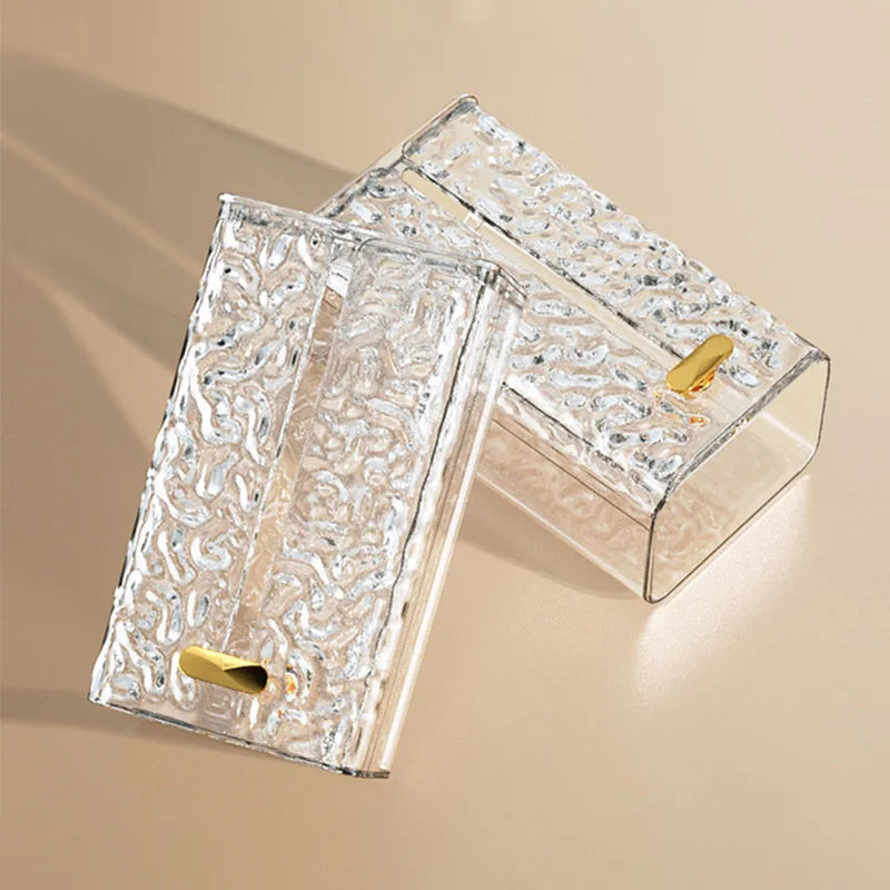 Rectangular Transparent Tissue Box Wall Mount Bathroom Storage Napkin Holder