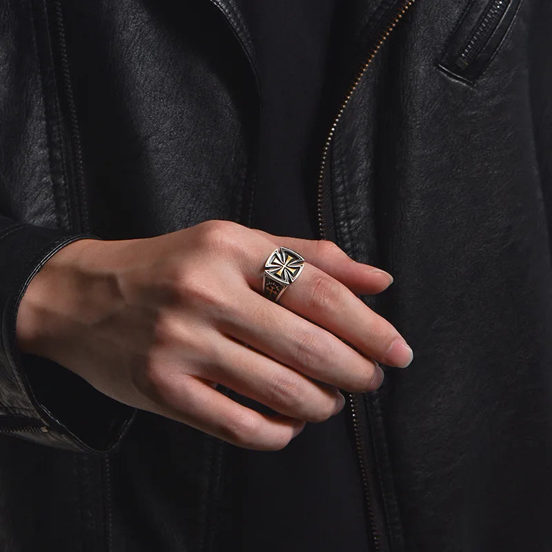 Retro Cross Ring for Men and Women Silver Punk Gothic Adjustable Jewelry