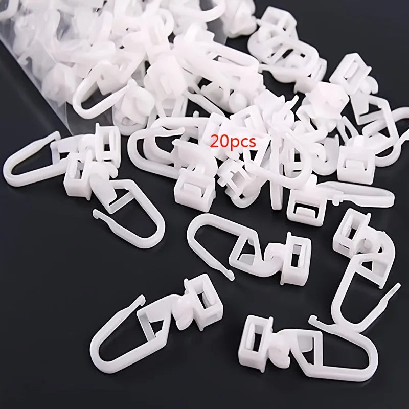 20Pcs Curtain Track Hooks with 34mm Head for Curtain Rails Ceiling Gliders Set Lockable