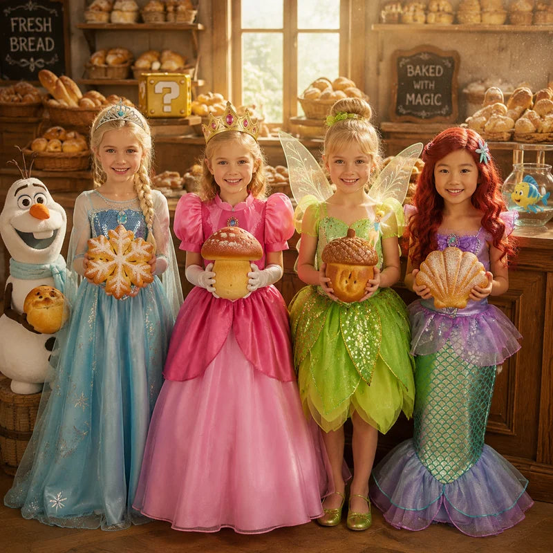 Kids Princess Costume Dress for Girls Halloween Birthday Cosplay 2-8Y