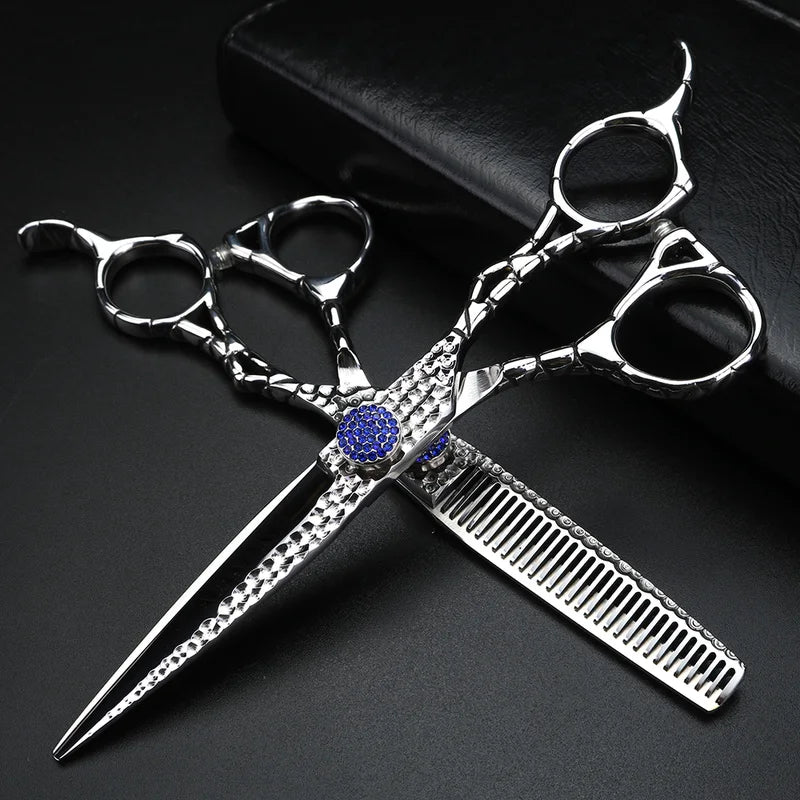 6 Inch Hair Cutting and Thinning Scissors - Professional Japanese 440C Steel Barber Shears