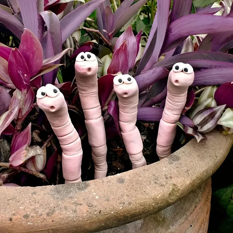 Cute Thirsty Worm Plant Decor for Indoor & Outdoor Gardens - Playful Ornament