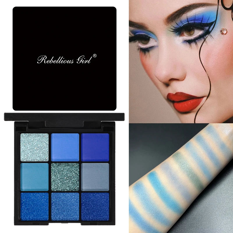 9-Color Matte Glitter Eyeshadow Palette - Waterproof Natural Finish for Festival & Party Makeup