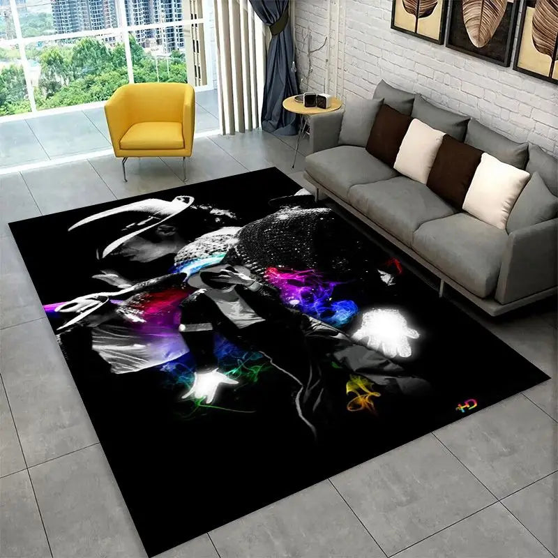 Retro Michael Jackson King of Pop Area Rug Non-Slip Floor Mat for Living Room Bedroom