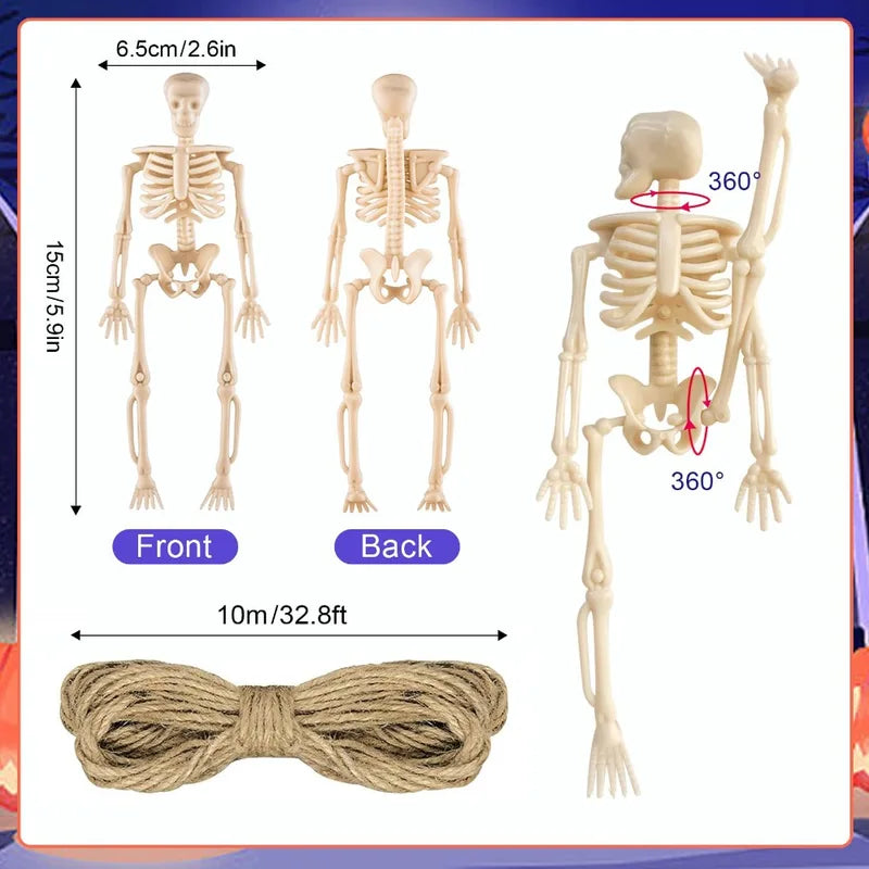 Halloween Movable Skeleton Decorations Set - DIY Spooky Skeleton Props for Parties