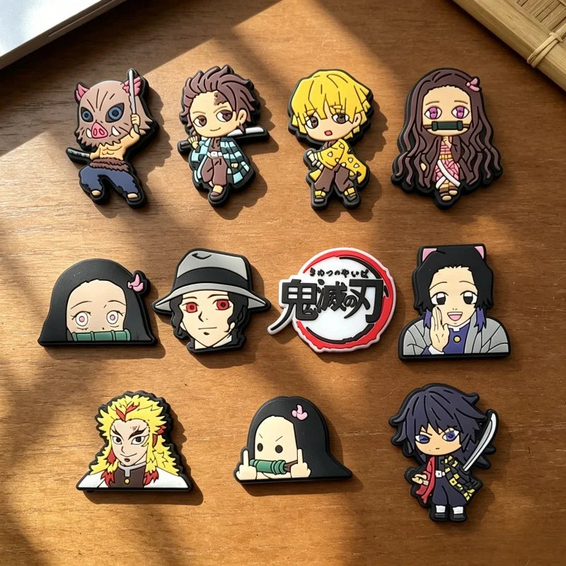 11Pcs Demon Slayer Charm Collection for DIY Sandal Decorations & Crocs Party Gifts