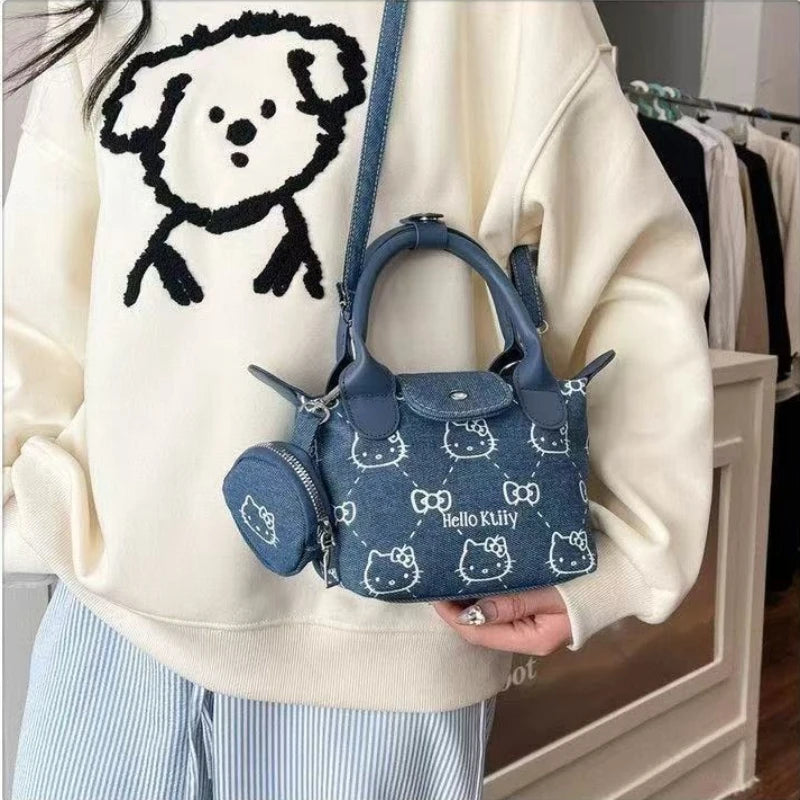 Cute Denim Crossbody Bag - Cartoon Character Shoulder Handbag