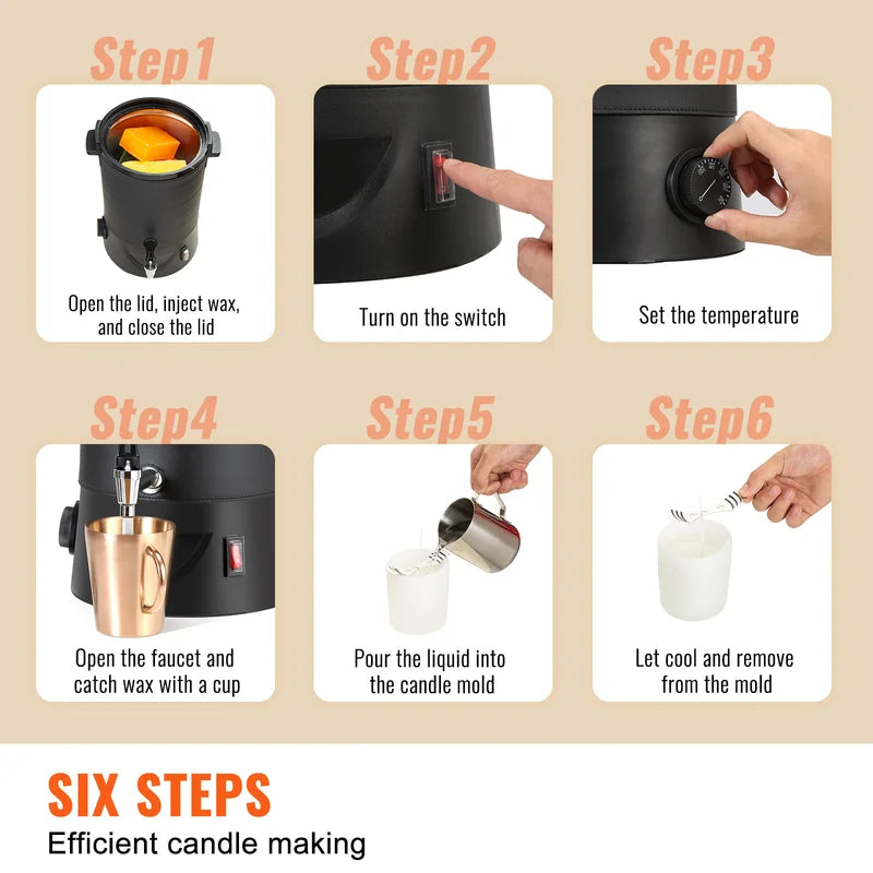 Large Capacity Wax Melter for Candle Making 6.5L & 10L Electric Melting Pot