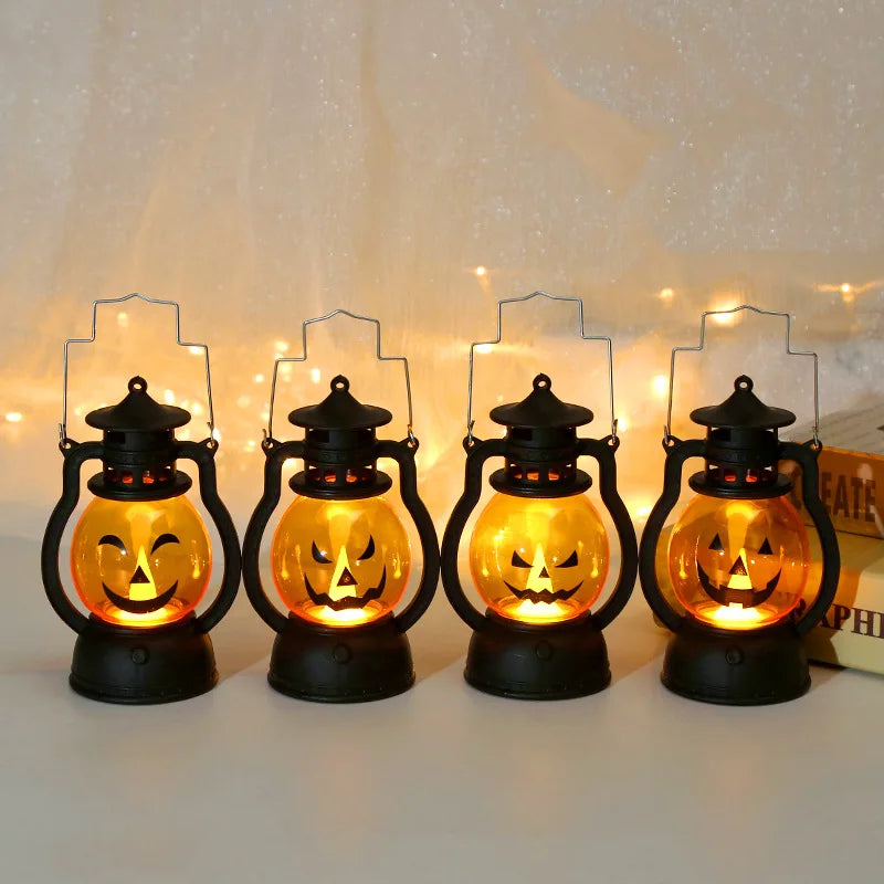 Halloween LED Hanging Pumpkin Lantern Light Ghost Lamp - Small Oil Lamp Decor