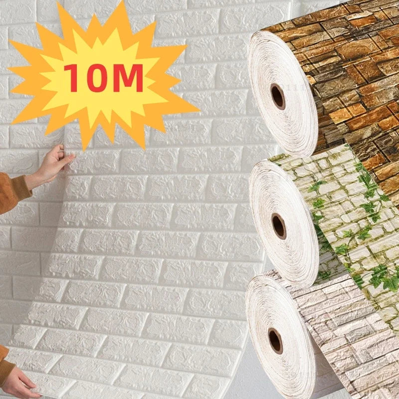 Self-Adhesive 3D Foam Brick Wallpaper Wall Sticker for Living Room & Bedroom