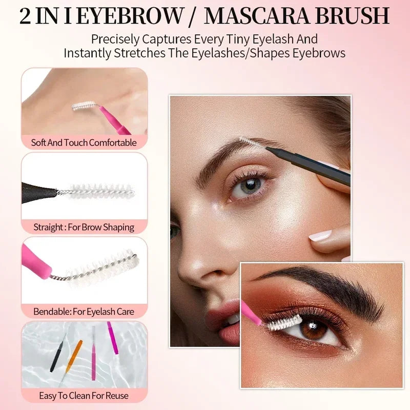 Mini Eyebrow & Eyelash Brush Set - Disposable Micro Applicators for Brows & Lashes