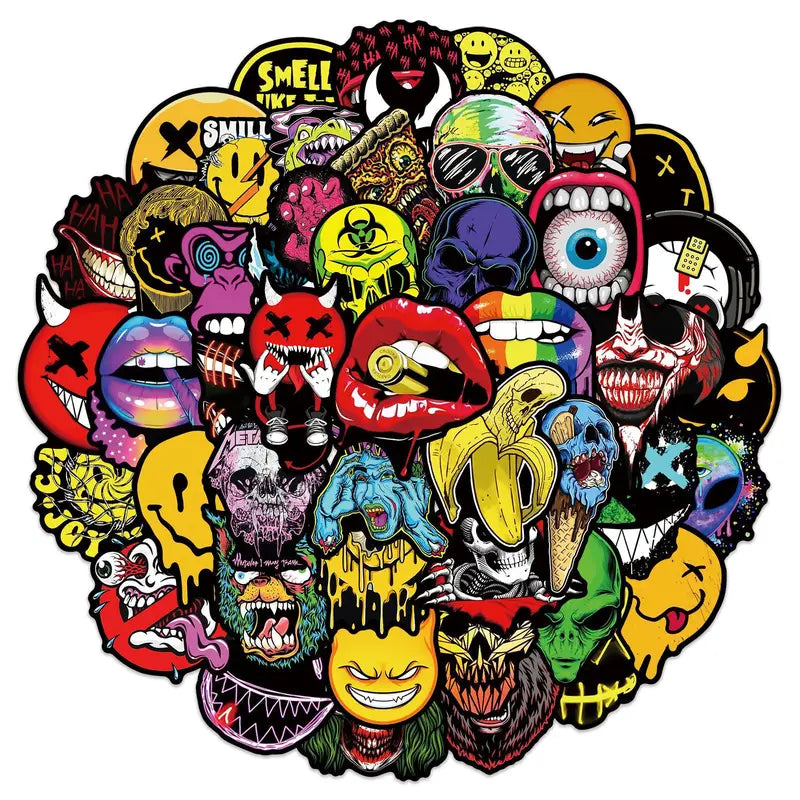 Halloween Horror Face Graffiti Stickers for Scooters, Helmets & Cars - Waterproof Set