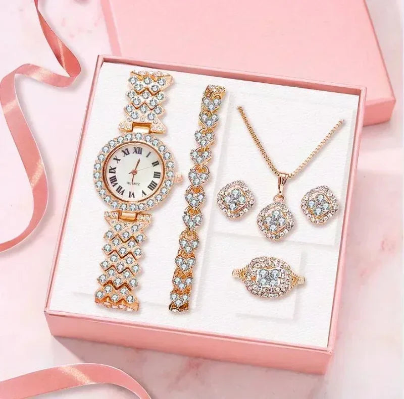 Luxury Crystal Jewelry Set for Women - Necklace, Earrings, Ring & Bracelet