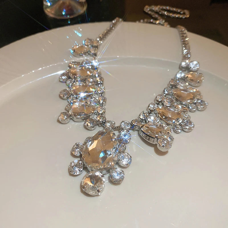 Elegant Rhinestone Crystal Necklace for Women - Party Wedding Jewelry