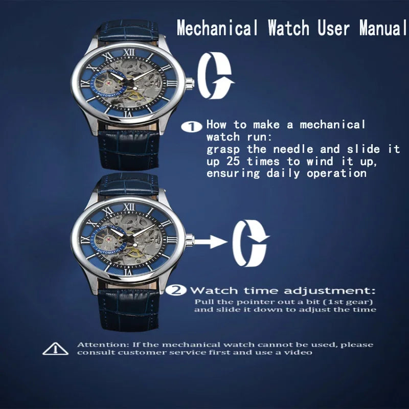 Automatic Mechanical Wristwatch Waterproof Leather Men’s Watch Gift