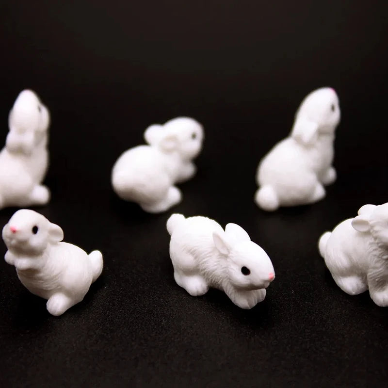 Mini Resin Rabbit Figurines Set for Fairy Garden & DIY Crafts - Farm Animal Decor