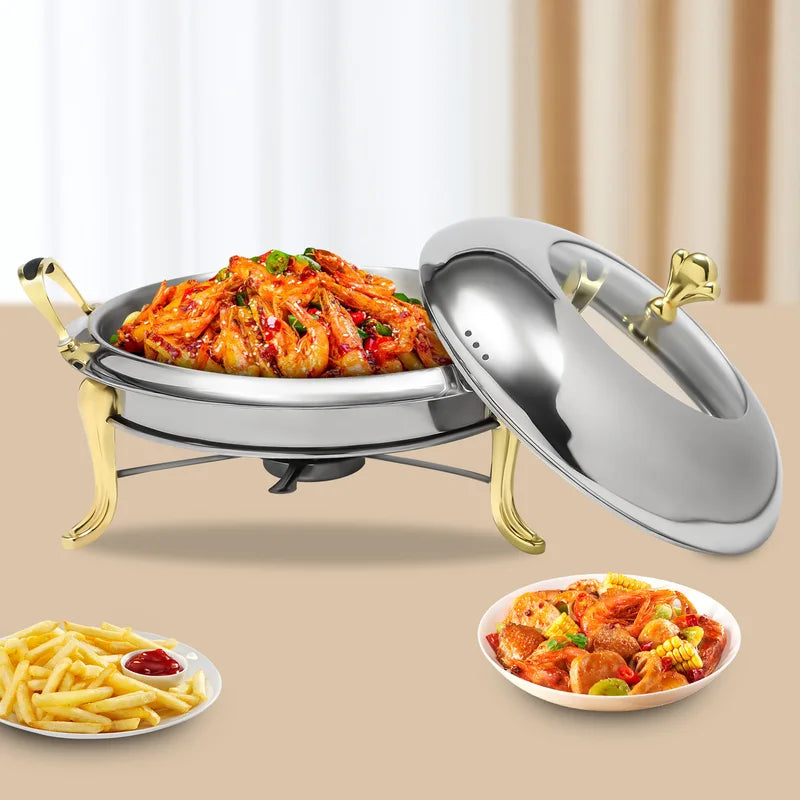 Stainless Steel Food Warmer with Alcohol Burner - 2.5L Buffet Chafing Dish for Catering & Parties