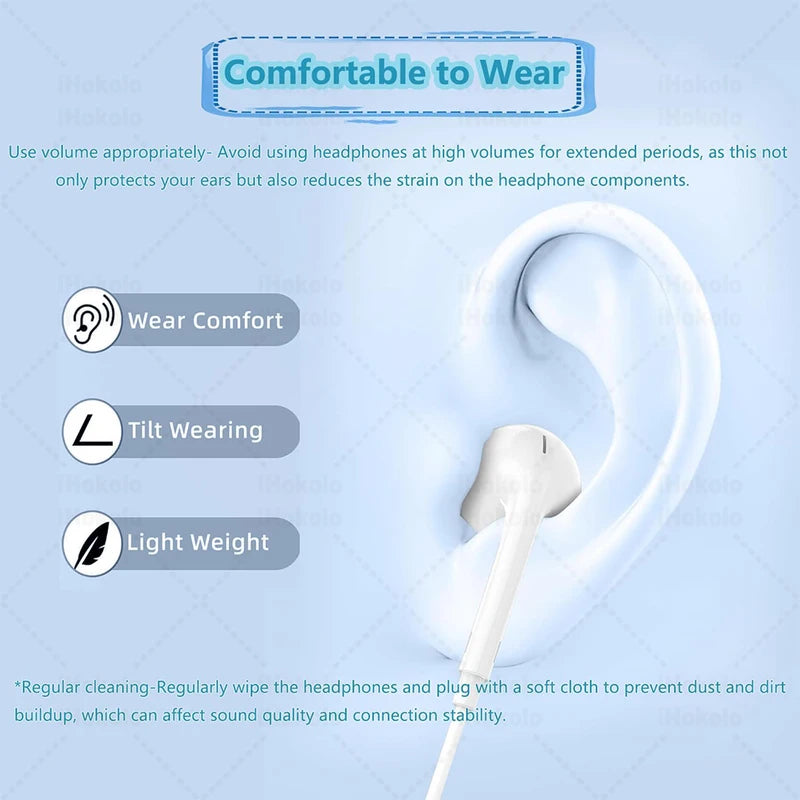 Type C Wired Earphones for iPhone, Samsung, Xiaomi, Redmi, Huawei – In-Ear Earbuds