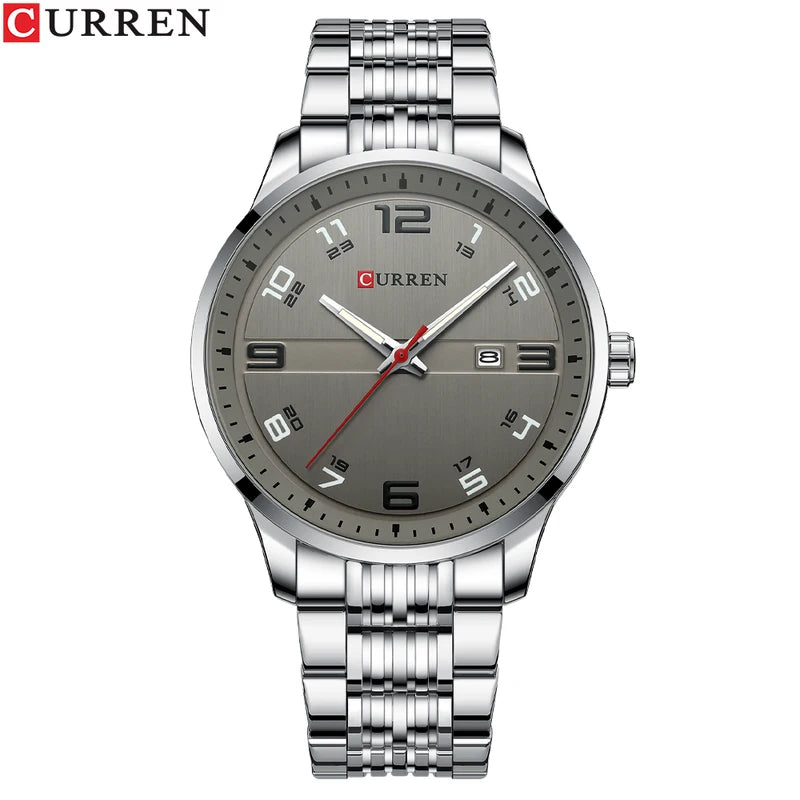 Men's Casual Business Quartz Wrist Watch with Stainless Steel Strap