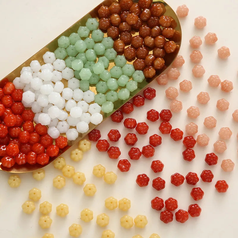 Pumpkin-Shaped Glass Beads for Jewelry Making - 10x11mm Lampwork Diy Craft Findings