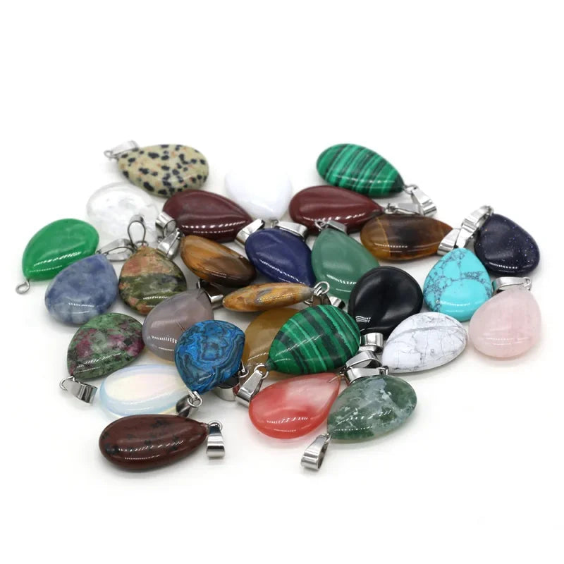 Natural Drop Shape Stone Pendant Crystal Jewelry Charm for DIY Making