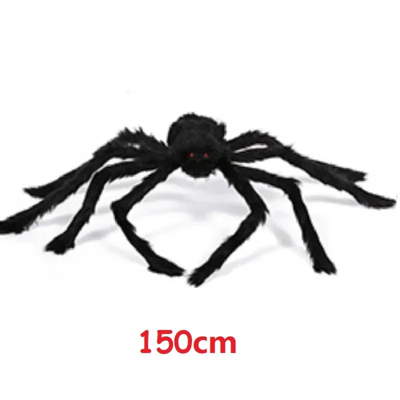 Giant Halloween Spider Web Decor with Plush Spider for Haunted House Outdoor Party