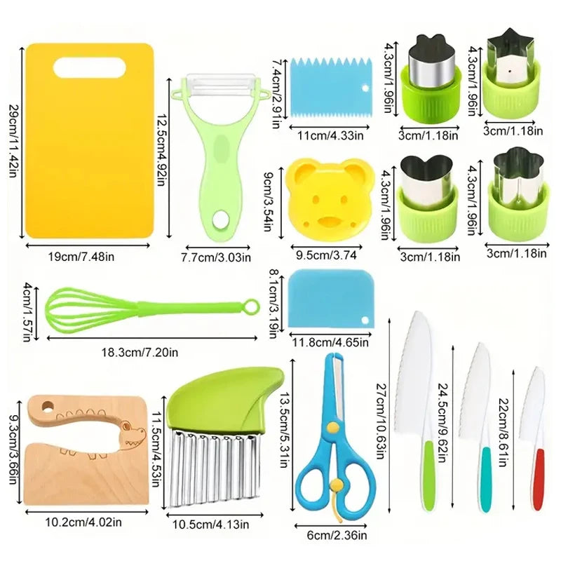 Kids Cooking Cutter Set - Toddler Plastic Knife & Peeler Kitchen Accessories