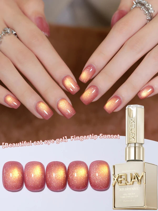 Pink Cat Eye Nail Gel Polish 15ML Semi-Permanent UV LED Nail Art for Women