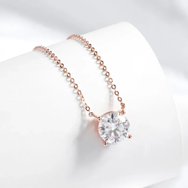 Luxury 1-6CT Moissanite Necklace for Women - Sterling Silver Pendant