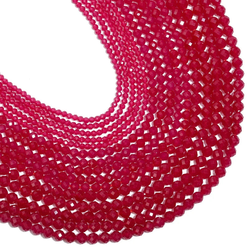 Natural Ruby-Corundum Beads Faceted Round Loose Spacer Beads for Jewelry Making