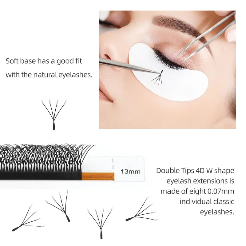 Double Tips 4D W Shape Eyelash Extensions for Natural Full Look