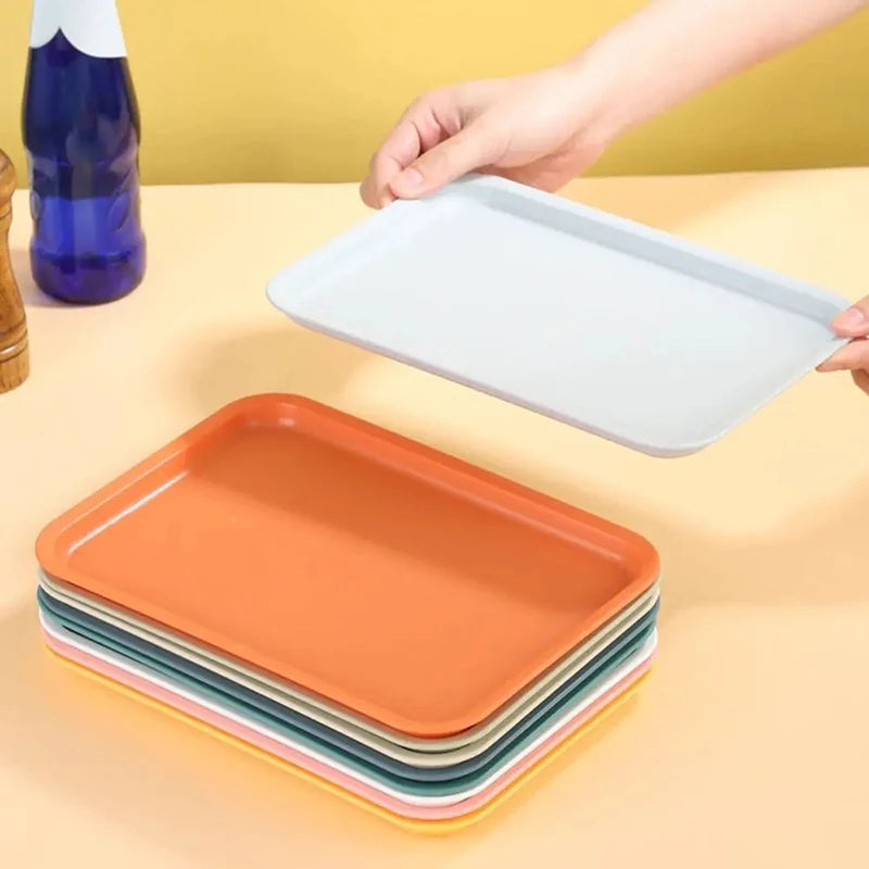 Rectangular Plastic Food Storage Tray - Multi-Color Food Serving Plate