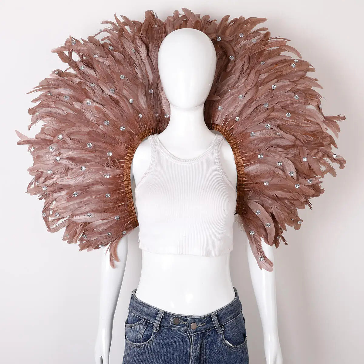 Elegant Women's Feather Shawl for Halloween Masquerade Party Cosplay Accessories