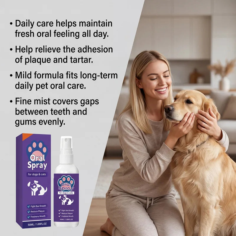 Pet Breath Freshener Spray - Oral Care for Puppies & Kittens, 50ml