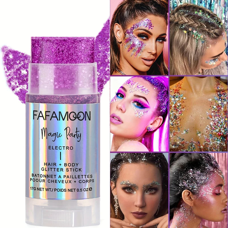 Body Glitter Stick for Face & Body - Holographic Mermaid Face Glitter Rave Festival
