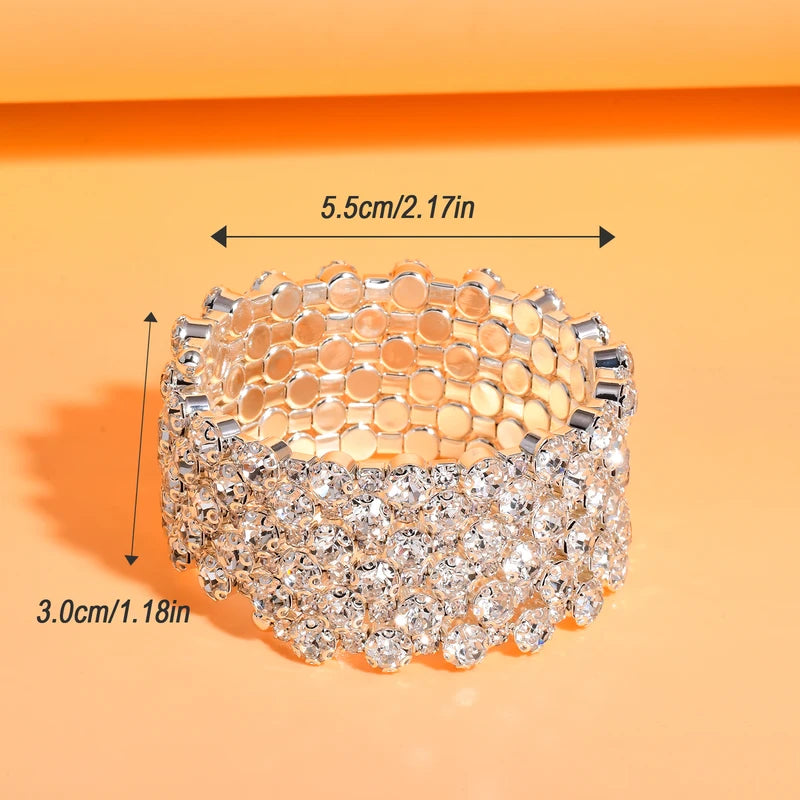 5-Layer Personalised Open Rhinestone Bracelet for Stage Wedding Jewelry