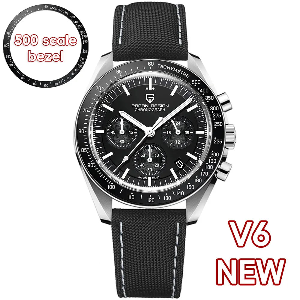 Men's Retro Moon Watch Quartz Chronograph with Sapphire Crystal - Multiple Colors